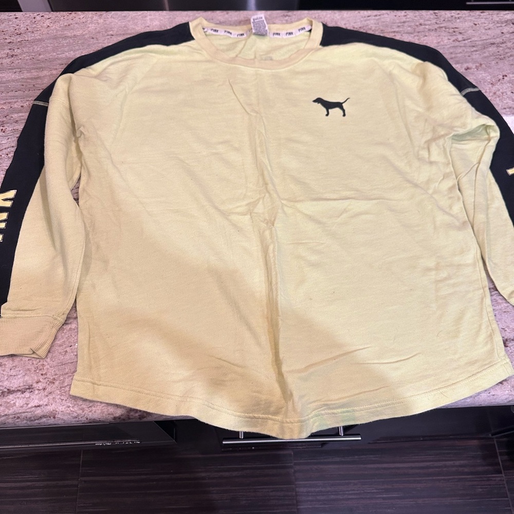 Yellow and Black Long Sleeve Shirt LOVE PINK - Picture 5 of 8